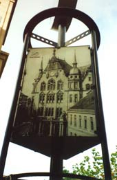 Old Rathaus depicted on street furniture
